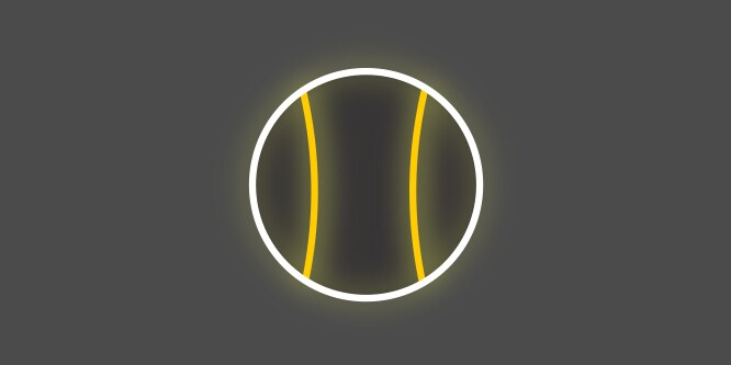 Gelb-weißes Symbol mit konkaven Linien innerhalb eines Kreises, vor dunkelgrauem Hintergrund, das eine enge Passform unter der Kleidung darstellt.
