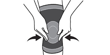 Diagramm, das den dritten Schritt beim Anlegen der FUTURO™ Ultra Performance Kniebandage veranschaulicht
