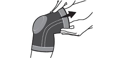 Diagramm, das den zweiten Schritt beim Anlegen der FUTURO™ Ultra Performance Kniebandage veranschaulicht
